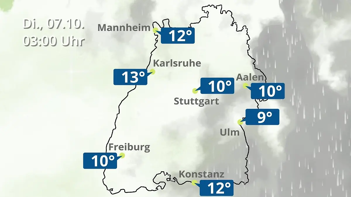 Baden-Württemberg: Wie wird das Wetter? Regen- und Wolkenfilm für Stuttgart, Mannheim und Karlsruhe