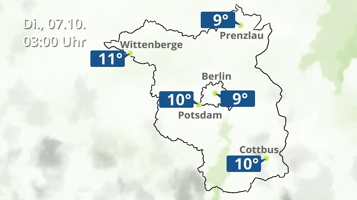 Berlin und Brandenburg: Wie wird das Wetter? Regen- und Wolkenfilm für Potsdam, Cottbus und Wittenberge
