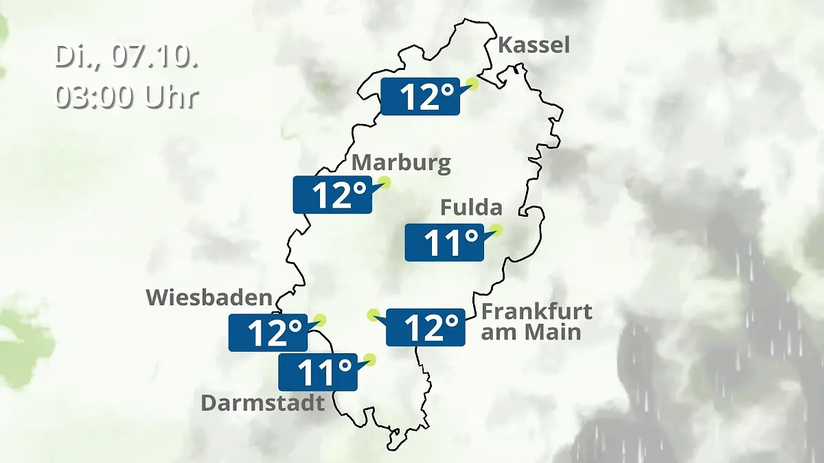 Hessen: Wie wird das Wetter? Regen- und Wolkenfilm für Frankfurt am Main und Wiesbaden
