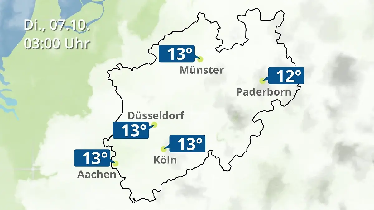 Nordrhein-Westfalen: Wie wird das Wetter? Regen- und Wolkenfilm für Köln, Düsseldorf und Münster