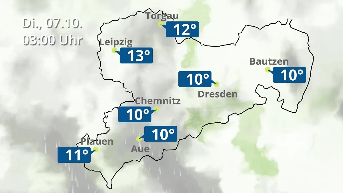 Sachsen: Wie wird das Wetter? Regen- und Wolkenfilm für Chemnitz, Dresden und Leipzig