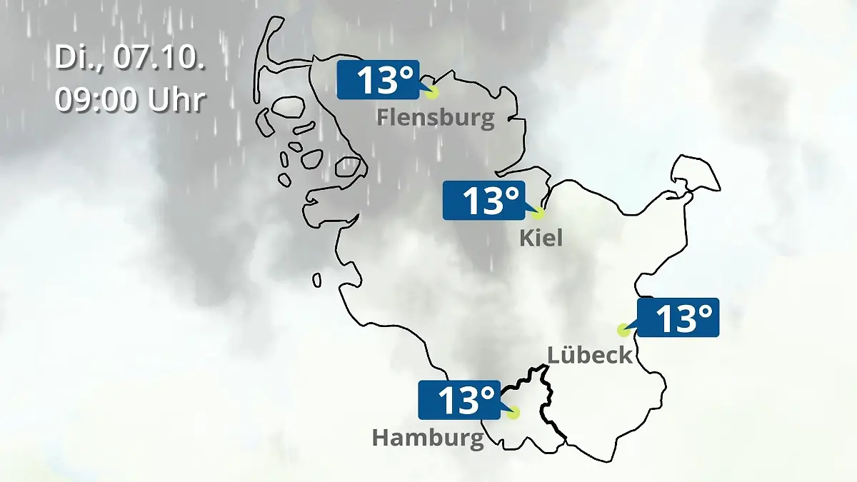 Hamburg, Schleswig-Holstein: Wie wird das Wetter? Regen- und Wolkenfilm für die Nordsee- und Ostseeküste