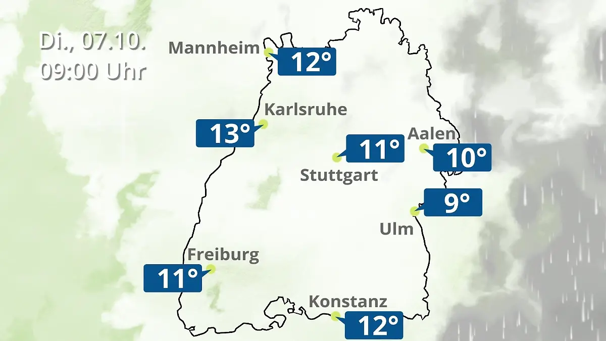 Baden-Württemberg: Wie wird das Wetter? Regen- und Wolkenfilm für Stuttgart, Mannheim und Karlsruhe