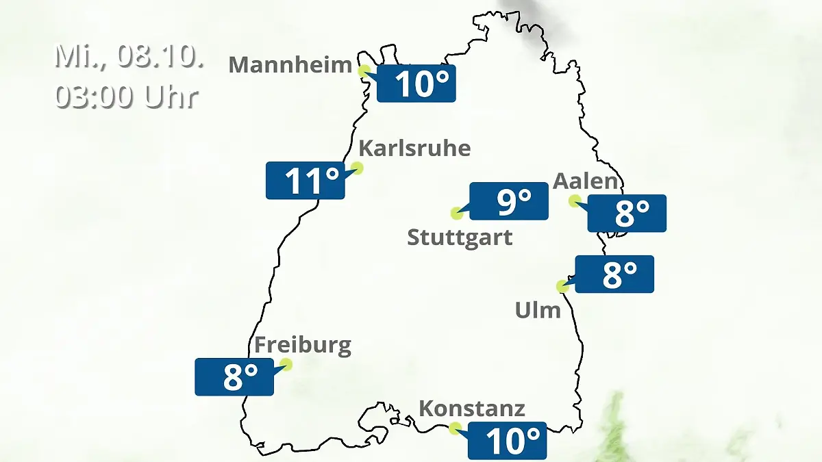 Baden-Württemberg: Wie wird das Wetter? Regen- und Wolkenfilm für Stuttgart, Mannheim und Karlsruhe