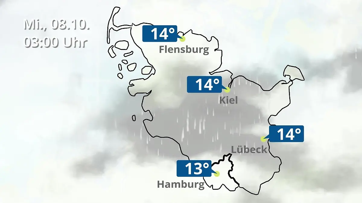 Hamburg, Schleswig-Holstein: Wie wird das Wetter? Regen- und Wolkenfilm für die Nordsee- und Ostseeküste