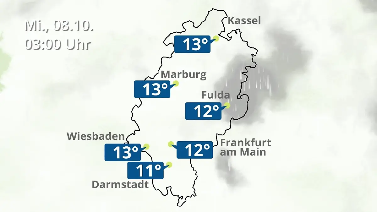 Hessen: Wie wird das Wetter? Regen- und Wolkenfilm für Frankfurt am Main und Wiesbaden