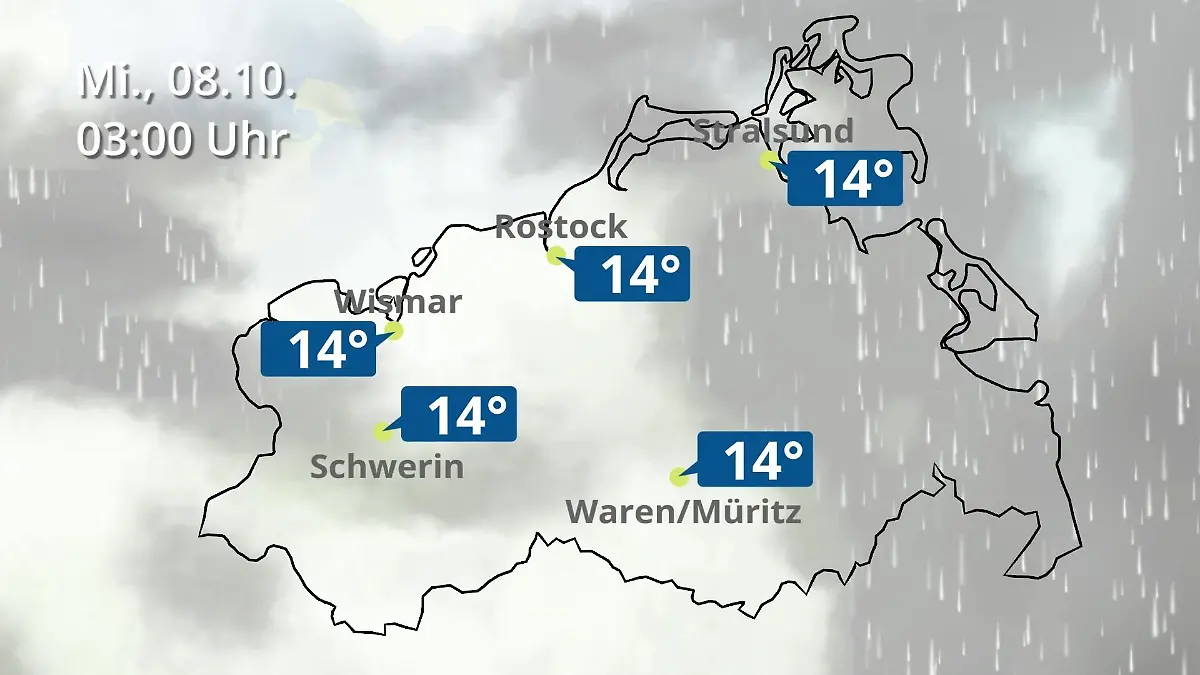 Mecklenburg-Vorpommern: Wie wird das Wetter? Regen- und Wolkenfilm für Rostock, Rügen und die Ostseeküste