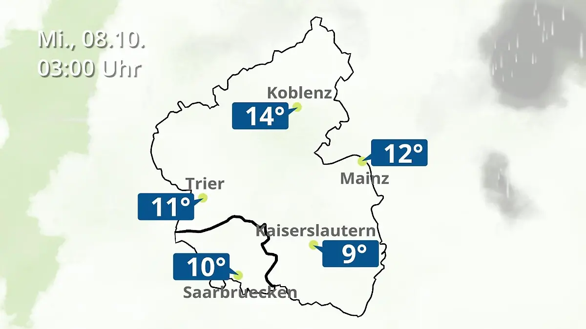 Rheinland-Pfalz, Saarland: Wie wird das Wetter? Regen- und Wolkenfilm für Mainz, Koblenz und Trier