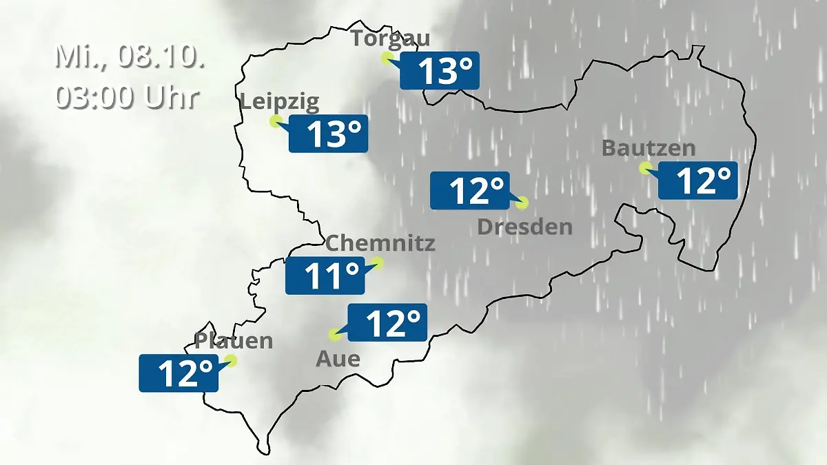 Sachsen: Wie wird das Wetter? Regen- und Wolkenfilm für Chemnitz, Dresden und Leipzig