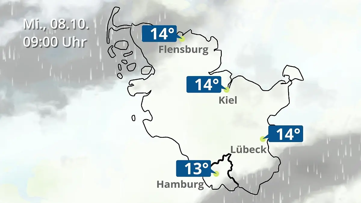 Hamburg, Schleswig-Holstein: Wie wird das Wetter? Regen- und Wolkenfilm für die Nordsee- und Ostseeküste