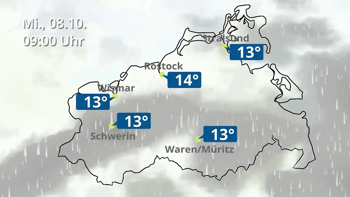 Mecklenburg-Vorpommern: Wie wird das Wetter? Regen- und Wolkenfilm für Rostock, Rügen und die Ostseeküste