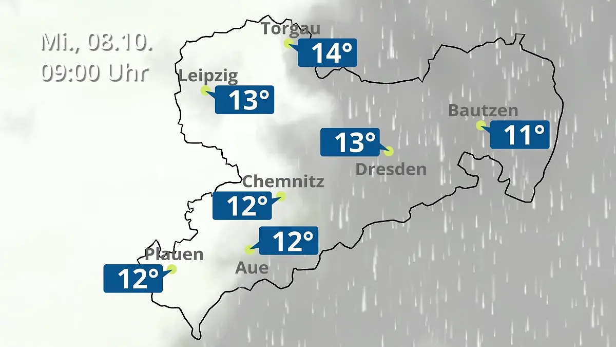 Sachsen: Wie wird das Wetter? Regen- und Wolkenfilm für Chemnitz, Dresden und Leipzig
