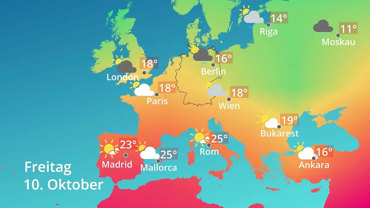 Europa: Wie wird das Wetter? Prognose: Temperaturen von Spanien bis zur Türkei