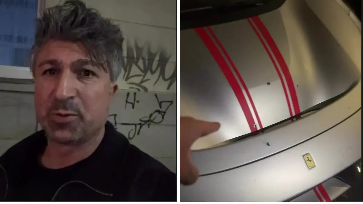 Chico meldet sich bei Instagram und zeigt die Einschussstellen auf der Motorhaube.
