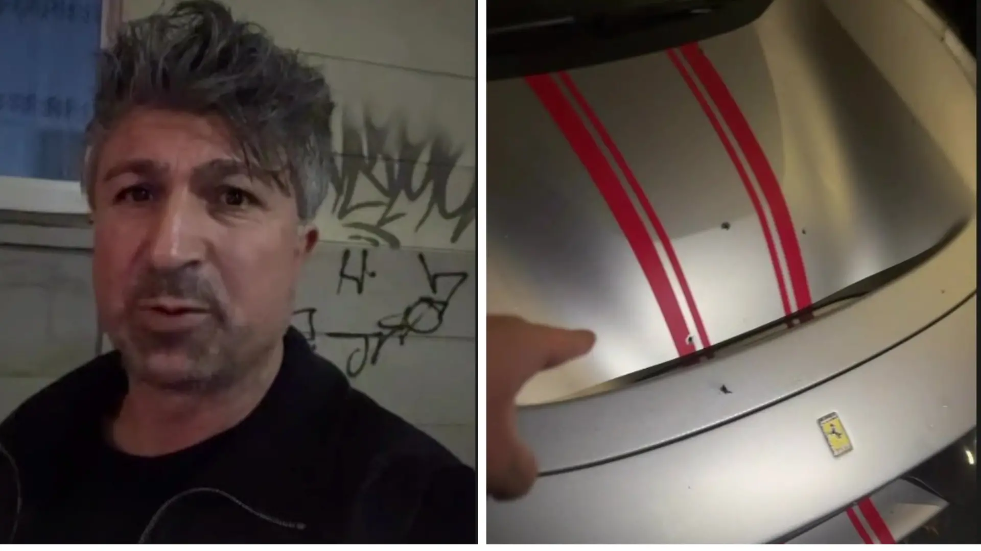 Chico meldet sich bei Instagram und zeigt die Einschussstellen auf der Motorhaube.