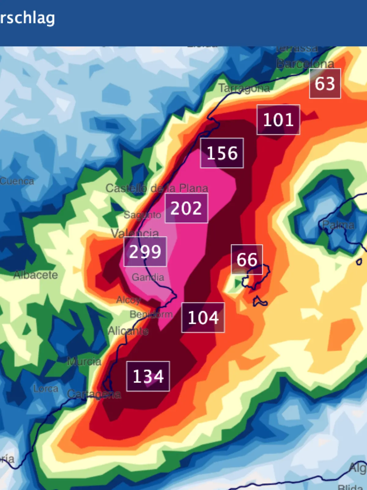 Bild zu: "Heftige Prognosen - Spanien droht erneutes Unwetterchaos"
