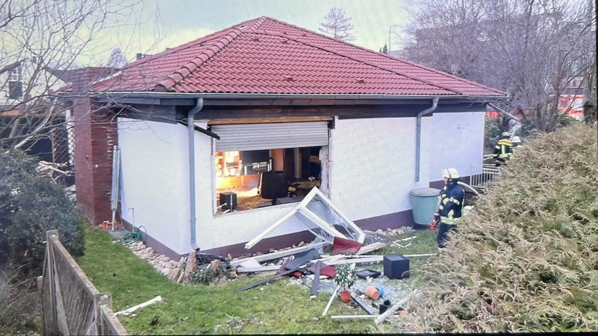 Explosion in Bungalow in Wiesbaden.