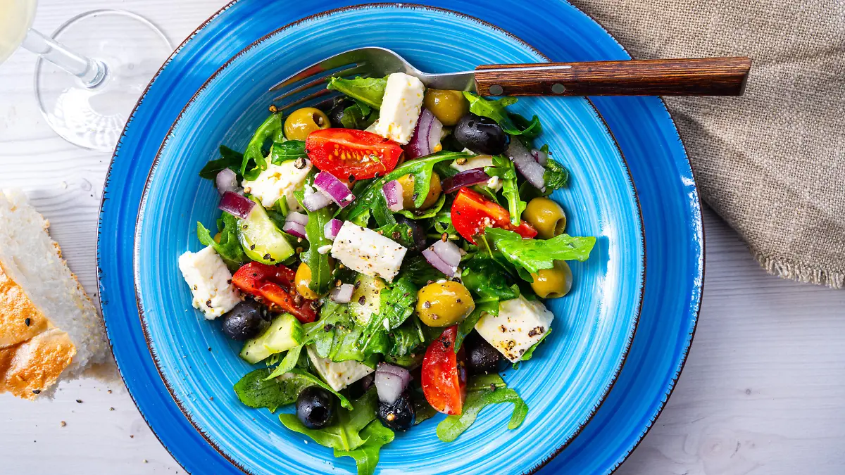 Rustic Greek salad with sheep's cheese