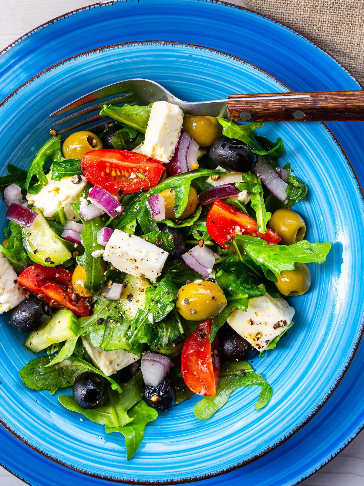 Rustic Greek salad with sheep's cheese