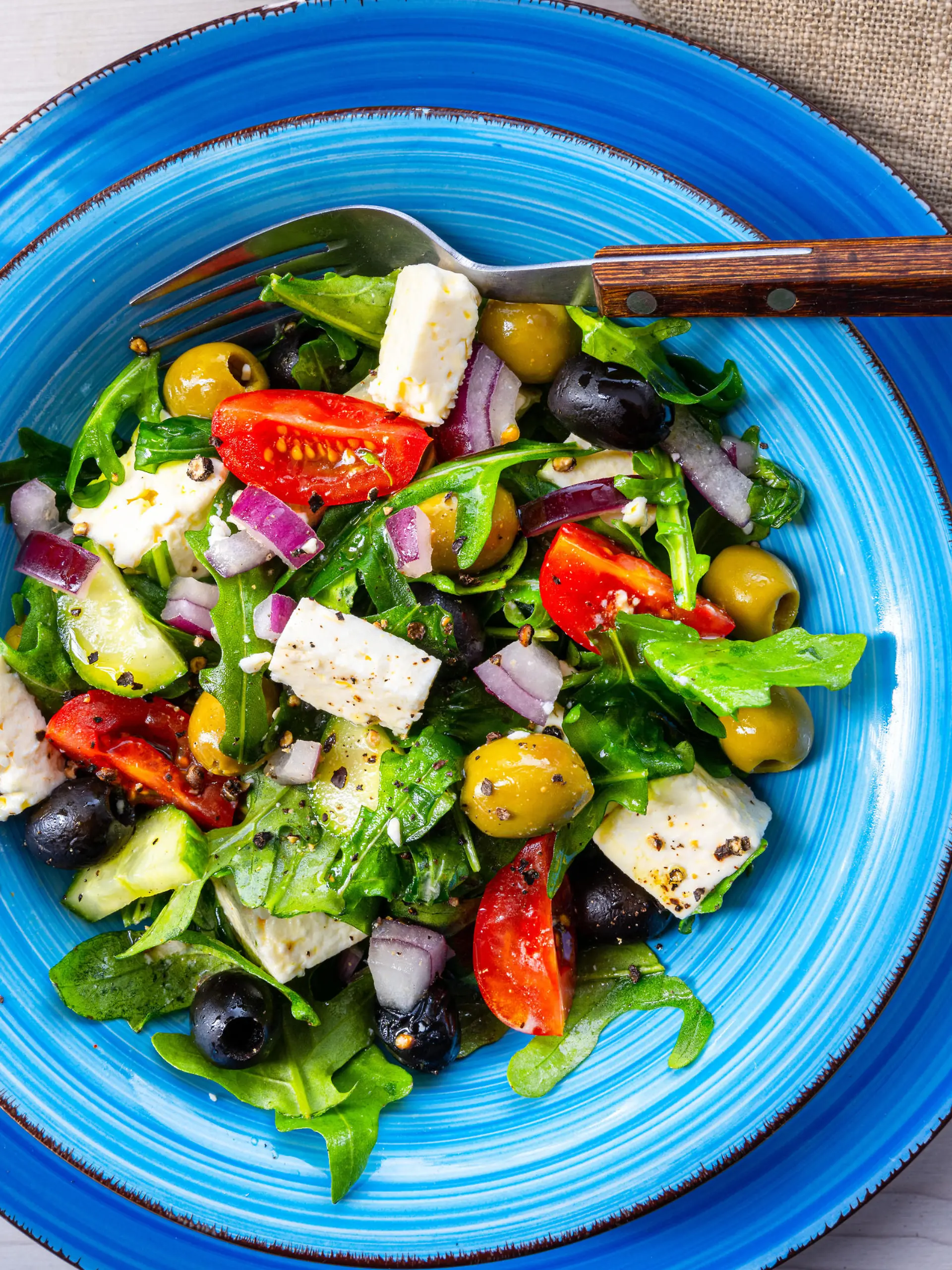 Rustic Greek salad with sheep's cheese