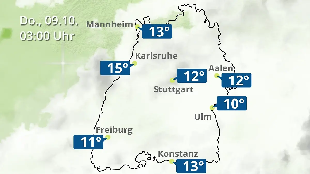 Baden-Württemberg: Wie wird das Wetter? Regen- und Wolkenfilm für Stuttgart, Mannheim und Karlsruhe