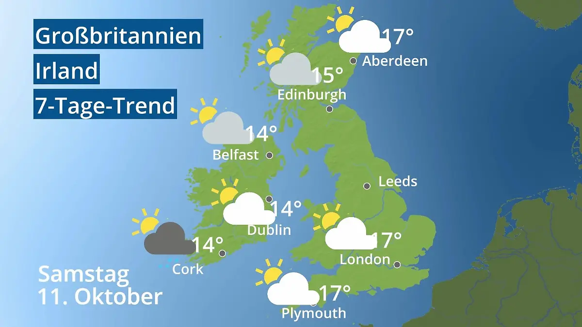 England, Schottland, Wales: Wie wird das Wetter? Video 7-Tage-Trend: Großbritannien und Irland