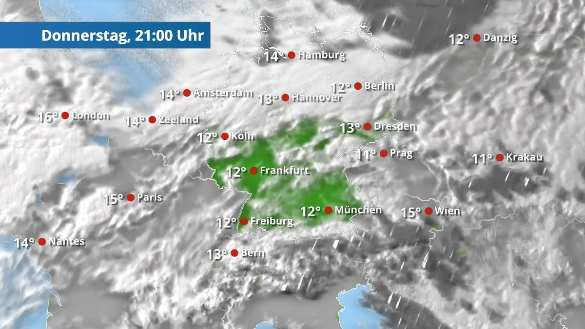 Viele Wolken und Nebel, aber nur selten Regen Der Regen- und Wolkenfilm für 48 Stunden