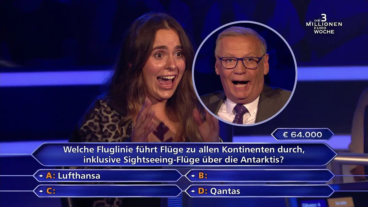 Kandidatin Annalena Ziege und „Wer wird Millionär?”-Moderator Günther Jauch