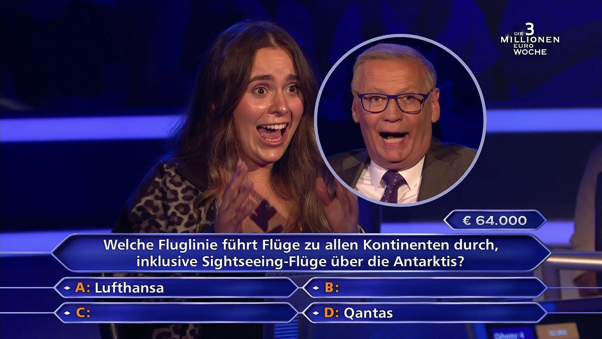 Kandidatin Annalena Ziege und „Wer wird Millionär?”-Moderator Günther Jauch