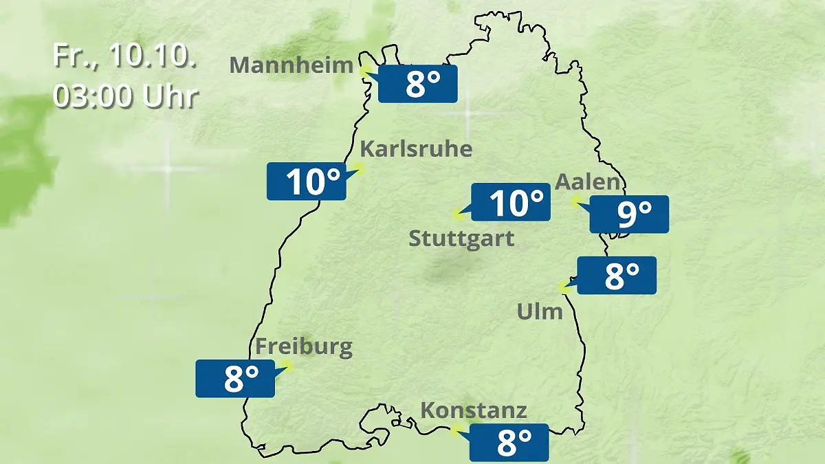 Baden-Württemberg: Wie wird das Wetter? Regen- und Wolkenfilm für Stuttgart, Mannheim und Karlsruhe