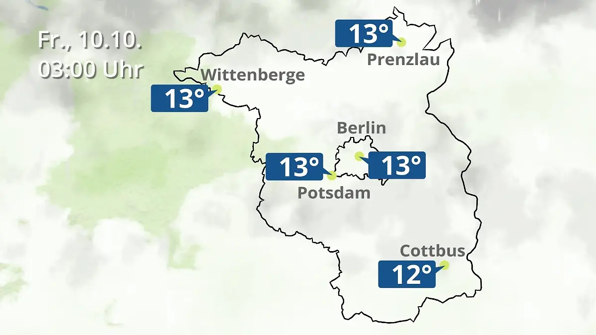 Berlin und Brandenburg: Wie wird das Wetter? Regen- und Wolkenfilm für Potsdam, Cottbus und Wittenberge