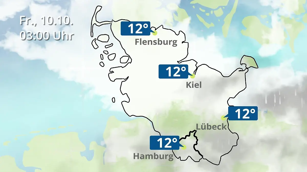 Hamburg, Schleswig-Holstein: Wie wird das Wetter? Regen- und Wolkenfilm für die Nordsee- und Ostseeküste