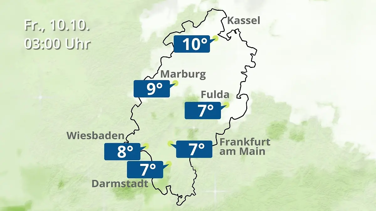 Hessen: Wie wird das Wetter? Regen- und Wolkenfilm für Frankfurt am Main und Wiesbaden
