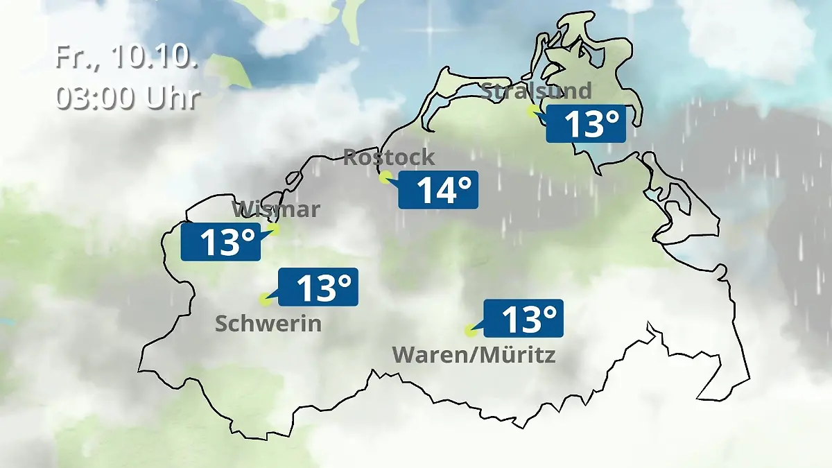 Mecklenburg-Vorpommern: Wie wird das Wetter? Regen- und Wolkenfilm für Rostock, Rügen und die Ostseeküste