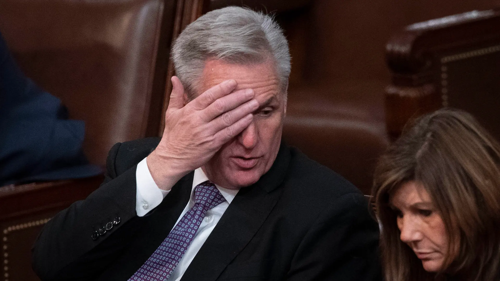 January 4, 2023, Washington, District of Columbia, USA: United States House Minority Leader KEVIN MCCARTHY (Republican of California) waits during the U.S. House of Representatives sixth vote for Speaker of the House Wednesday. McCarthy lost a sixth vote for speaker of the House, as GOP opposition blocked him on the second day of Congress. (Credit Image: © Cliff Owen/CNP via ZUMA Press Wire) / action press
