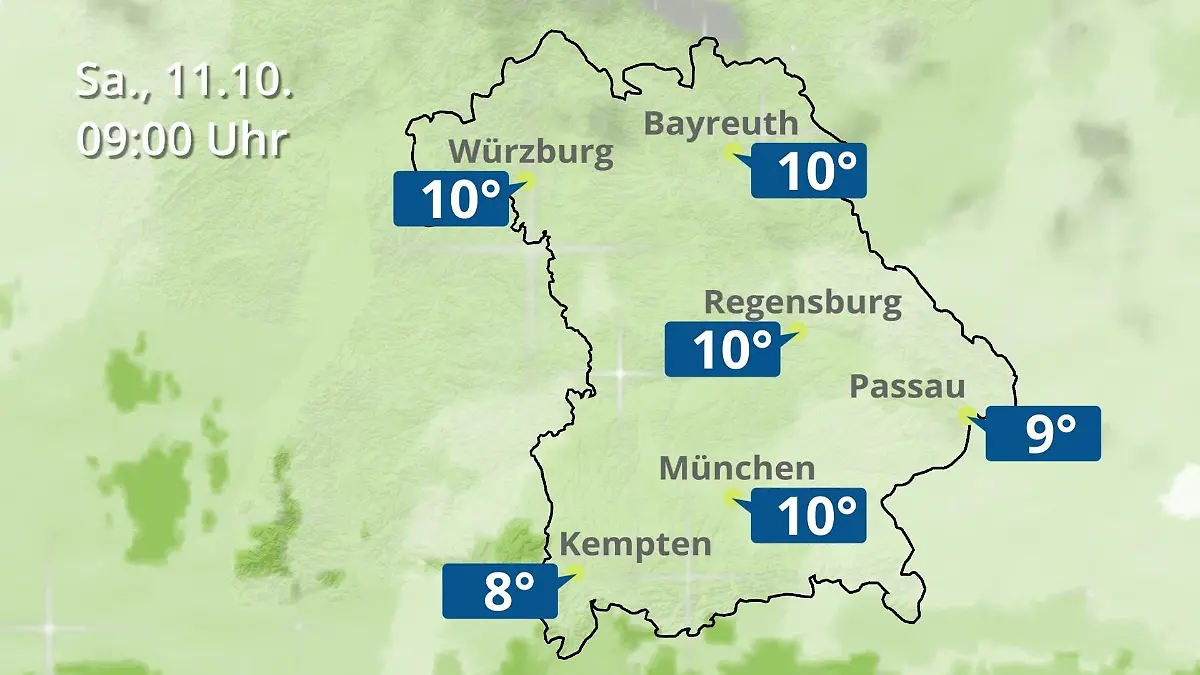 Bayern: Wie wird das Wetter? Regen- und Wolkenfilm für München, Regensburg und Würzburg