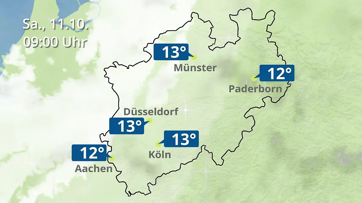 Nordrhein-Westfalen: Wie wird das Wetter? Regen- und Wolkenfilm für Köln, Düsseldorf und Münster