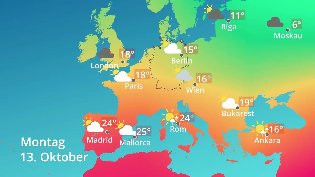 Europa: Wie wird das Wetter? Prognose: Temperaturen von Spanien bis zur Türkei