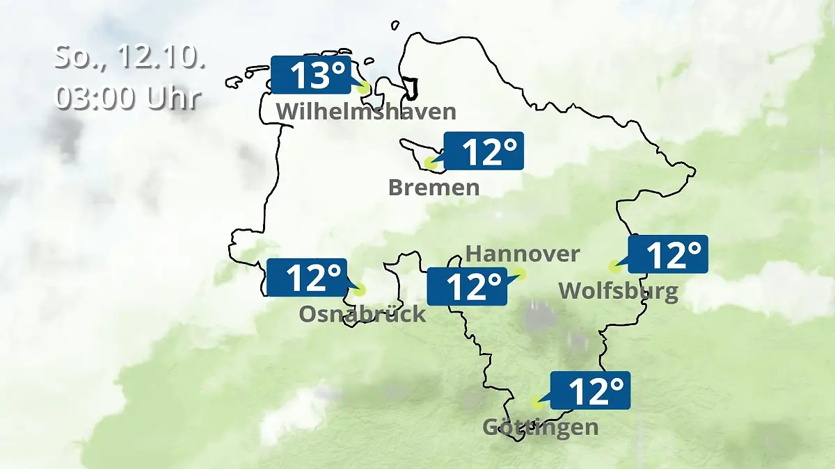 Bremen und Niedersachsen: Wie wird das Wetter? Regen- und Wolkenfilm für Hannover, Osnabrück und Wolfsburg
