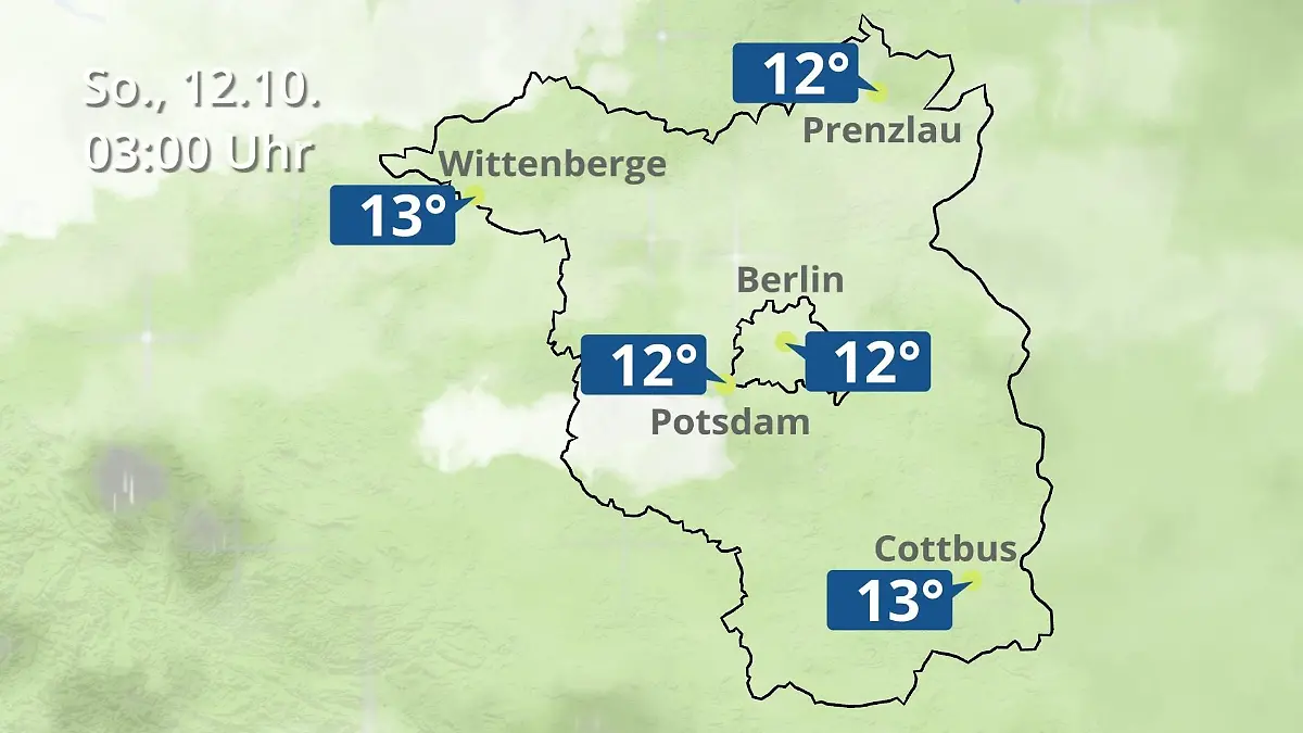 Berlin und Brandenburg: Wie wird das Wetter? Regen- und Wolkenfilm für Potsdam, Cottbus und Wittenberge