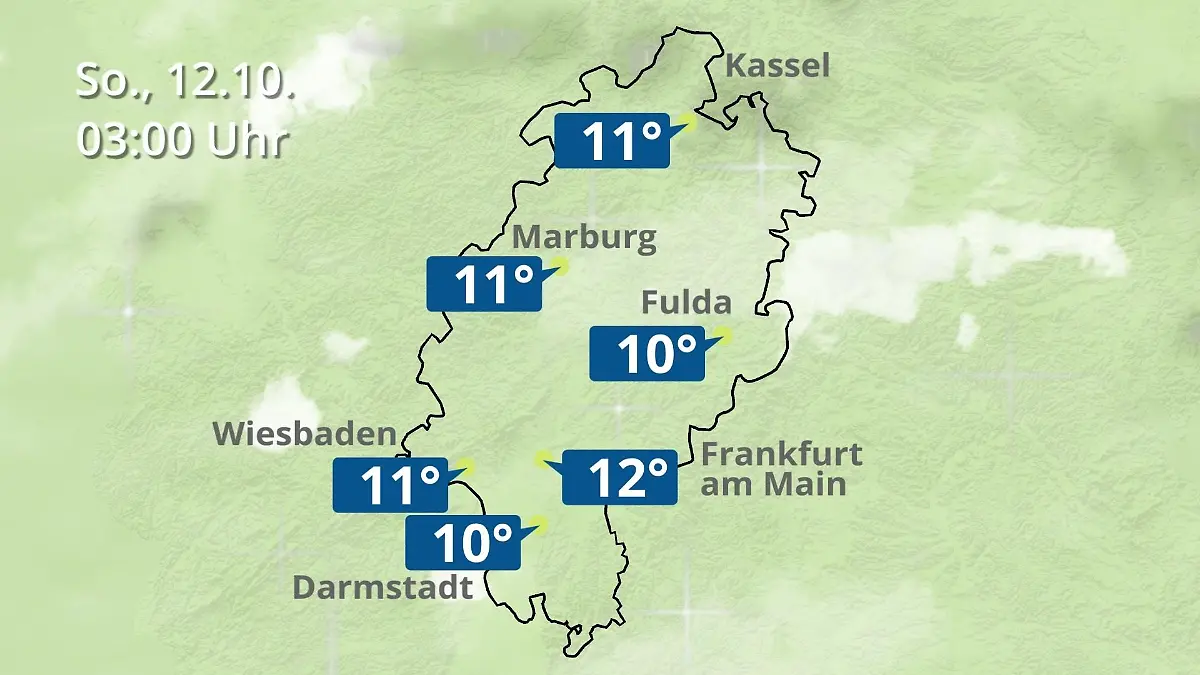 Hessen: Wie wird das Wetter? Regen- und Wolkenfilm für Frankfurt am Main und Wiesbaden