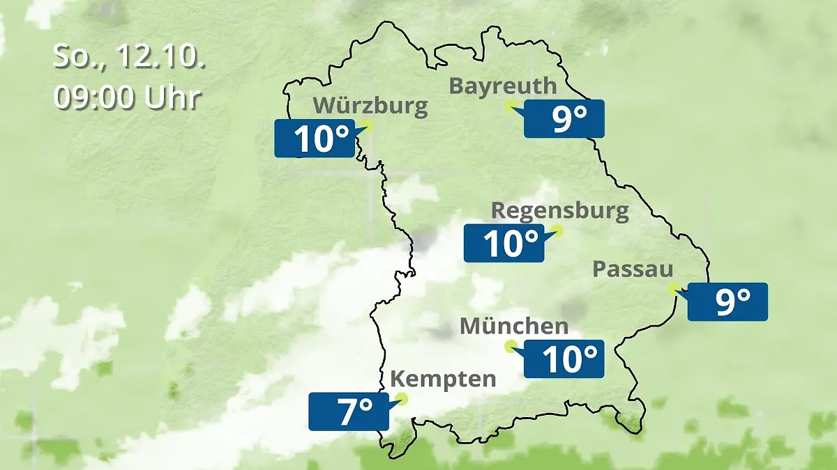 Bayern: Wie wird das Wetter? Regen- und Wolkenfilm für München, Regensburg und Würzburg