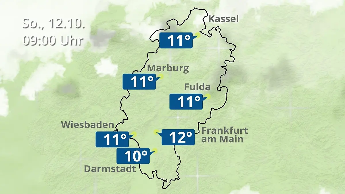 Hessen: Wie wird das Wetter? Regen- und Wolkenfilm für Frankfurt am Main und Wiesbaden