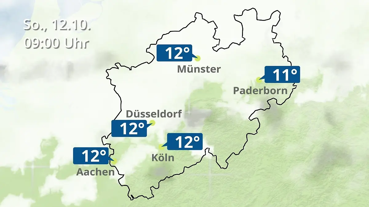 Nordrhein-Westfalen: Wie wird das Wetter? Regen- und Wolkenfilm für Köln, Düsseldorf und Münster