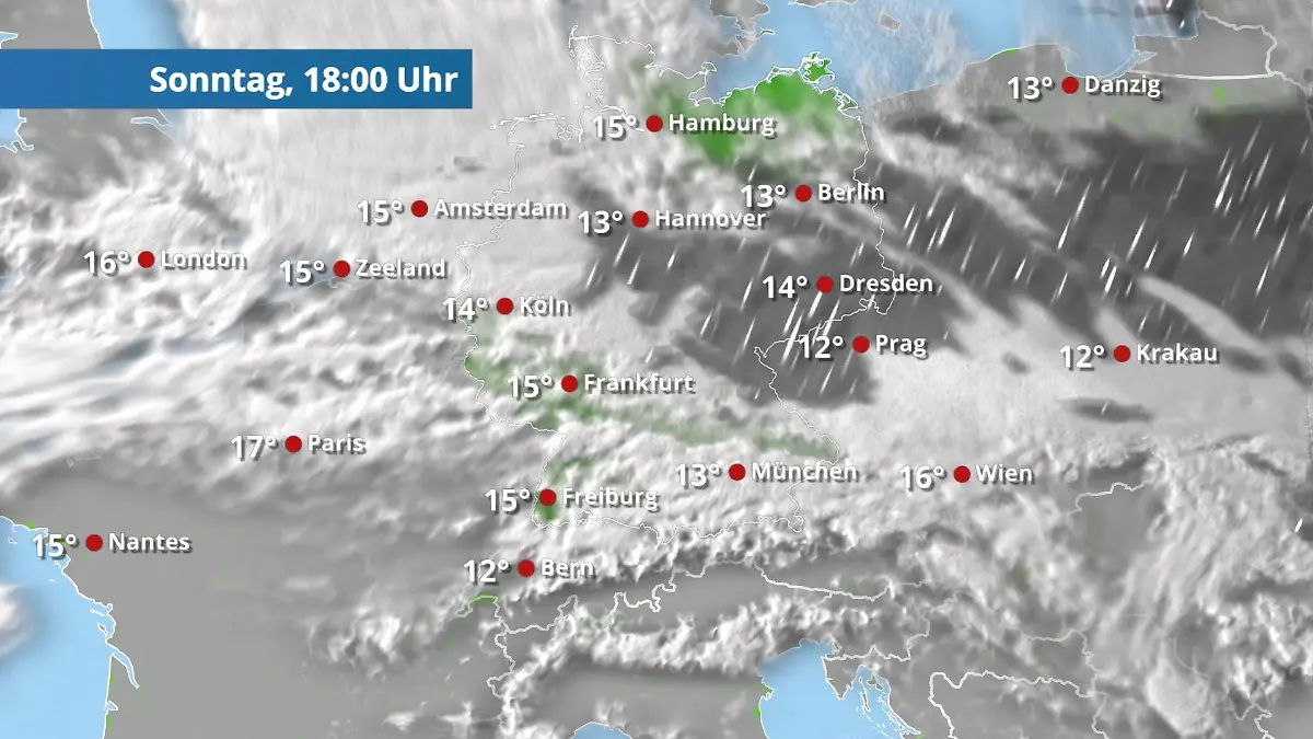 Prognose vom 12. Oktober Der Regen- und Wolkenfilm für 48 Stunden