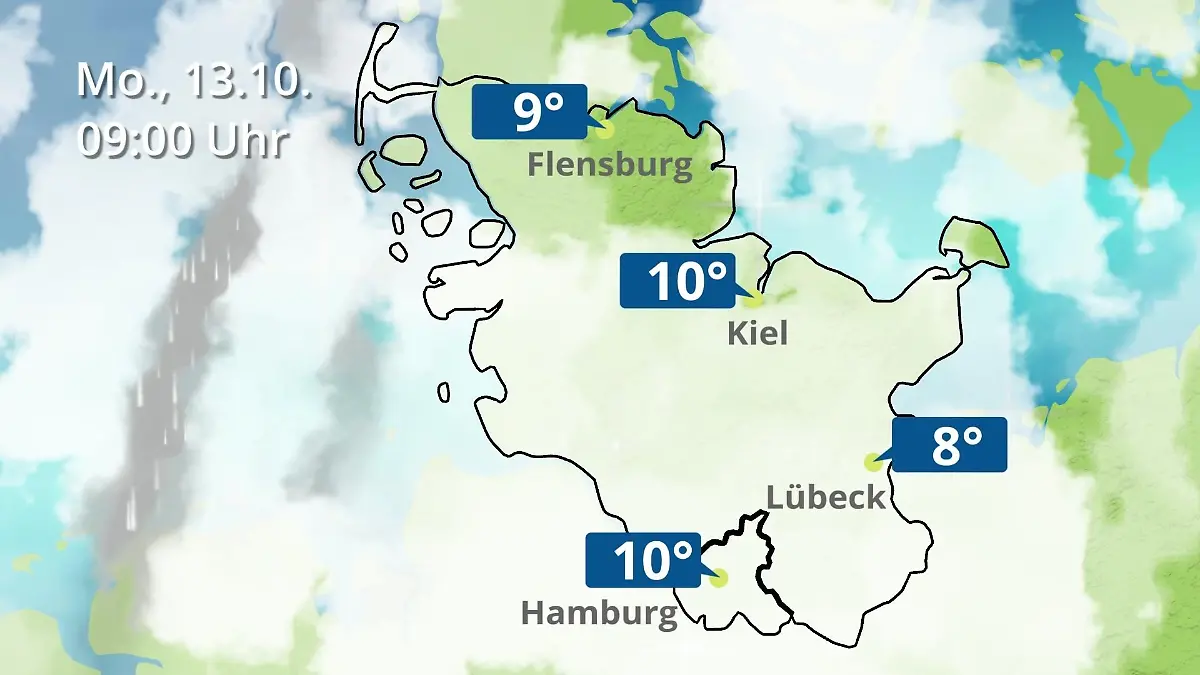 Hamburg, Schleswig-Holstein: Wie wird das Wetter? Regen- und Wolkenfilm für die Nordsee- und Ostseeküste