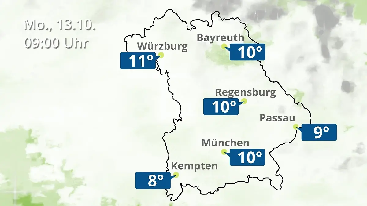 Bayern: Wie wird das Wetter? Regen- und Wolkenfilm für München, Regensburg und Würzburg