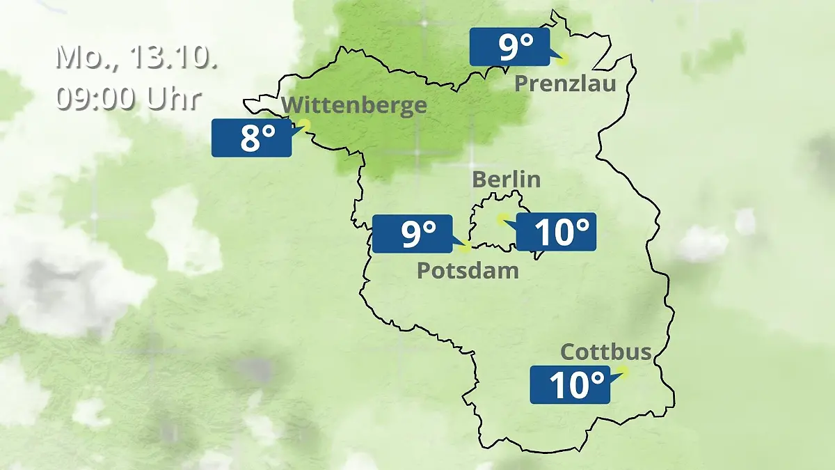 Berlin und Brandenburg: Wie wird das Wetter? Regen- und Wolkenfilm für Potsdam, Cottbus und Wittenberge