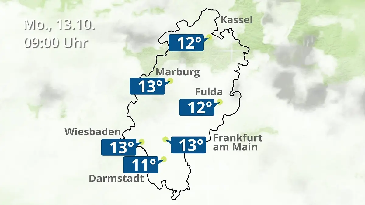 Hessen: Wie wird das Wetter? Regen- und Wolkenfilm für Frankfurt am Main und Wiesbaden