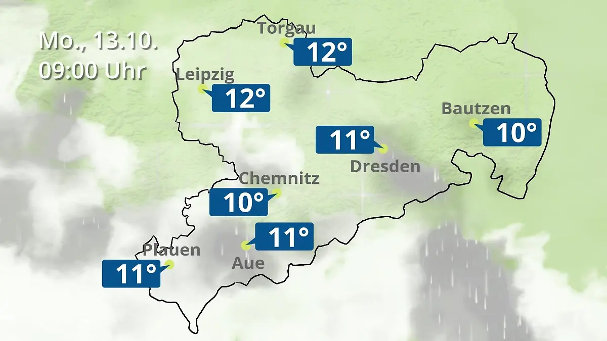 Sachsen: Wie wird das Wetter? Regen- und Wolkenfilm für Chemnitz, Dresden und Leipzig